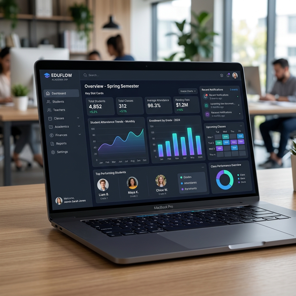 School Samadhan ERP Dashboard Mockup